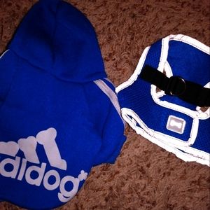 Small dog harness and hoodie bundle
